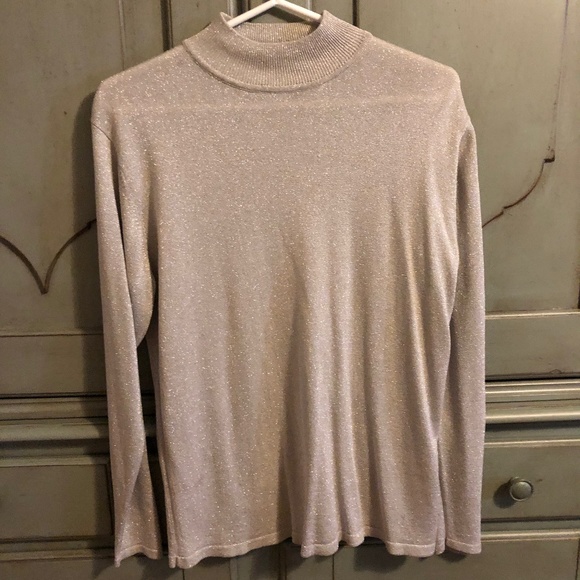Vintage Silver 80% Silk Women's Composition New York Top (Medium) Long Sleeved - Picture 1 of 4